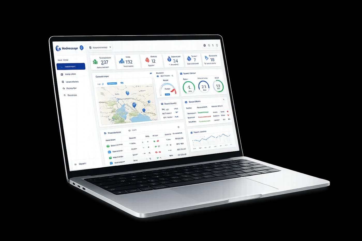 HydroSure IoT water monitoring dashboard open on a laptop
